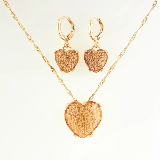 CONJUNTO TRANQUETA CORACAO NUDE E MICRO ZIRCONIA