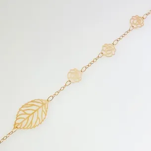 PULSEIRA FLOR E FOLHAS VAZADA FEMININA