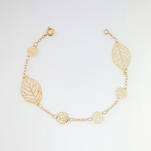 PULSEIRA FLOR E FOLHAS VAZADA FEMININA