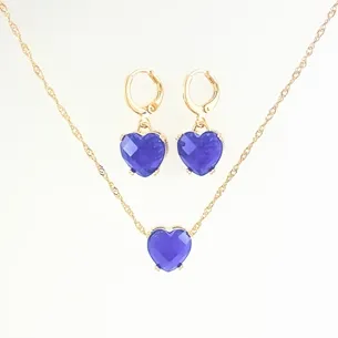 CONJUNTO TRANQUETA CORACAO AZUL E MICRO ZIRCONIA