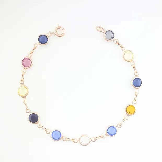 PULSEIRA COM CRISTAIS COLORIDOS FEMININA