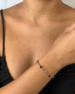 PULSEIRA COM CRISTAIS COLORIDOS FEMININA