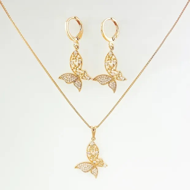 CONJUNTO TRANQUETA BORBOLETA CRAVEJADA MICRO ZIRCONIA
