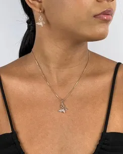 CONJUNTO TRANQUETA BORBOLETA CRAVEJADA MICRO ZIRCONIA