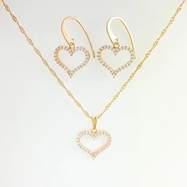 CONJUNTO GANCHO CORACAO CRAVEJADO ZIRCONIA