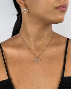 CONJUNTO TRANQUETA CORACAO CRAVEJADO ZIRCONIA