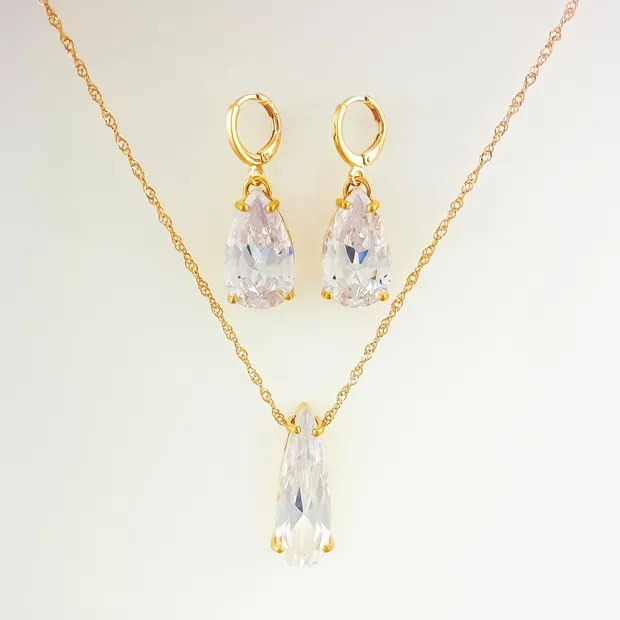 CONJUNTO TRANQUETA COM GOTA DE ZIRCONIA