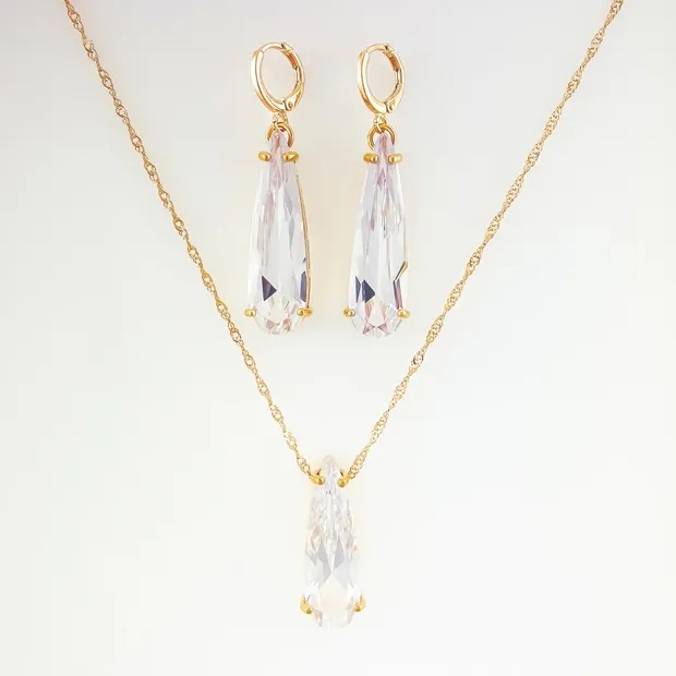 CONJUNTO TRANQUETA GOTA LONGA DE ZIRCONIA