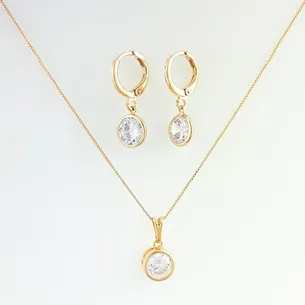 CONJUNTO TRANQUETA COM PONTO DE LUZ ZIRCONIA