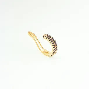 BRINCO PIERCING FAKE CRAVEJADO COM ZIRCONIA PRETA