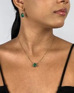 CONJUNTO TRANQUETA GOTA VERDE E MICRO ZIRCONIA