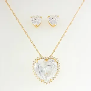 CONJUNTO CORACAO CRAVEJADO ZIRCONIA